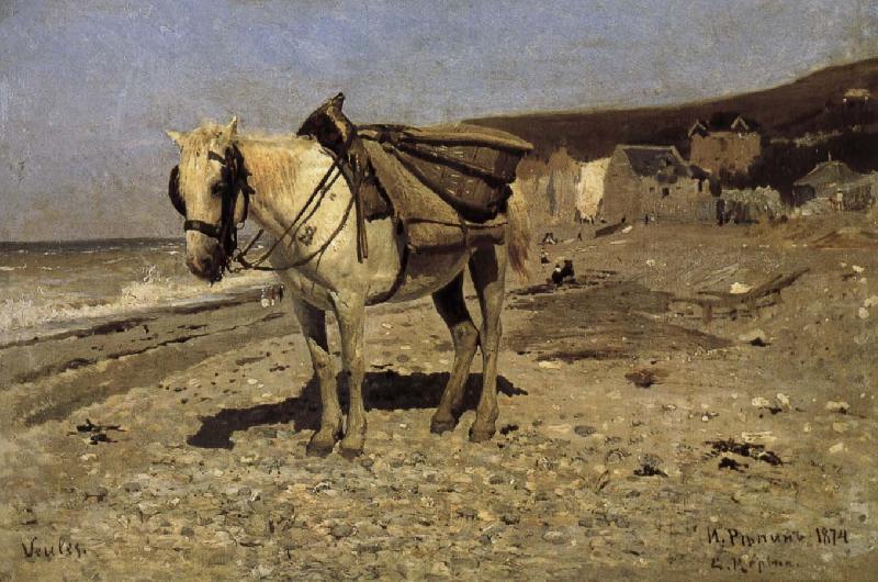 Ilia Efimovich Repin Normandy transported stone horse France oil painting art